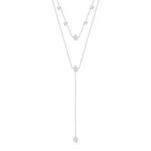 Colar Duplo Estrela Cravejado em Prata 925