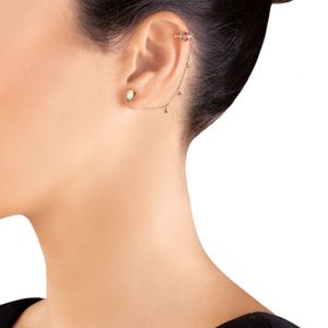 Extensor de Brinco em Ouro Rosé com Turmalina Rosa, Topázio Verde