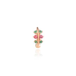 Piercing em Ouro Rosé com Turmalina Rosa, Topázio Verde