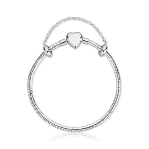 Pulseira Maleável Em Prata 925 Com Fecho Coração - 21,5 cm