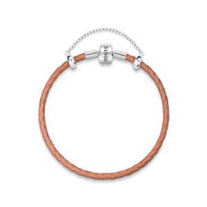 Pulseira De Couro Marrom E Prata 925 - 18 cm