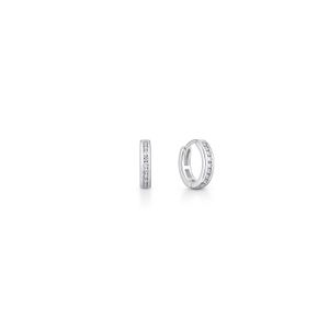 Brinco Argola com 10 Pontos de Diamantes em Ouro Branco 18k -  8mm