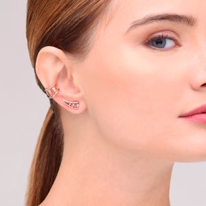 Piercing Triângulos com Topázio em Prata 925 com Banho Ouro Rosé 18k