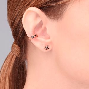 Piercing Estrelas Cravejado com Espinélio em Prata 925 com Banho de Ouro Rosé