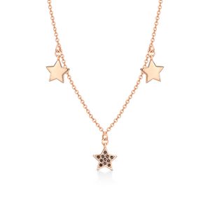 Colar Estrelas Cravejado com Espinélio em Prata 925 com Banho de Ouro Rosé