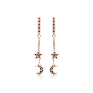 Brinco Estrela Cravejado com Espinélio em Prata 925 com Banho de Ouro Rosé