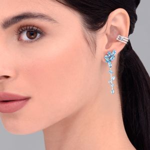 Piercing Triplo com Topázio Azul e Safira em Prata 925