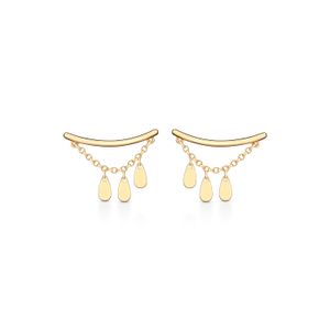 Brinco Earcuff Gotas Articuladas em Ouro Amarelo 18k