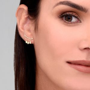 Brinco Earcuff Gotas Articuladas em Ouro Amarelo 18k