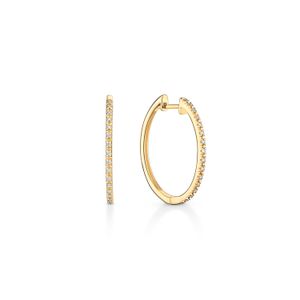 Brinco Argola com 16 Pontos de Diamantes com 26mm em Ouro Amarelo 18k