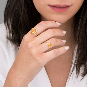 Anel com Gota de Citrino em Ouro Amarelo 18k