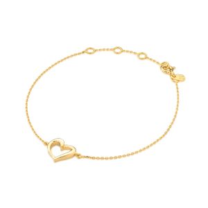 Pulseira Coração em Prata 925 com Banho de Ouro Amarelo 18k