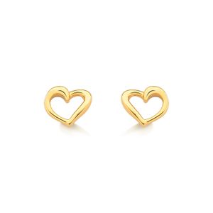 Brinco Coração em Prata 925 com Banho de Ouro Amarelo 18k
