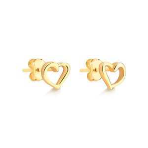 Brinco Coração em Prata 925 com Banho de Ouro Amarelo 18k