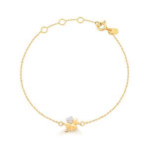 Pulseira Trevo Cravejada em Prata 925 com Banho de Ouro amarelo 18k