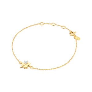 Pulseira Trevo Cravejada em Prata 925 com Banho de Ouro amarelo 18k