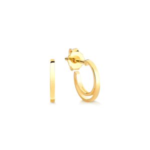 Brinco Meia Argola Dupla 12mm em Prata com Banho de Ouro Amarelo 18k