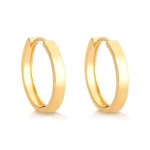 Brinco Argola Fio Quadrado 22mm em Prata com Banho de Ouro Amarelo 18k