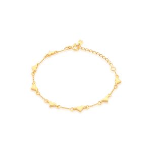 Pulseira Corações em Prata 925 com Banho de Ouro Amarelo 18k