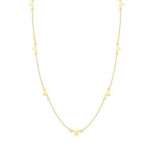 Colar Corações em Prata 925 com Banho de Ouro Amarelo 18k