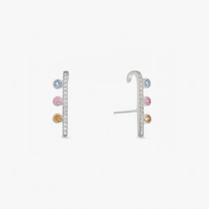Brinco Ear Hook Cravejado em Prata 925