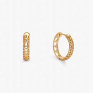 Brinco Argola Fio Vazado 18mm em Prata com Banho de Ouro Amarelo 18k