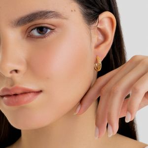 Brinco Argola Fio Vazado 18mm em Prata com Banho de Ouro Amarelo 18k