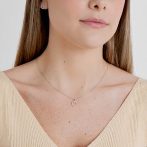 Colar Círculo Cravejado em Prata 925