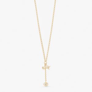 Colar Elementos Cravejado em Prata 925 com Banho de Ouro Amarelo 18k