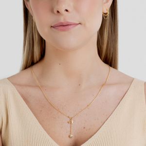 Colar Elementos Cravejado em Prata 925 com Banho de Ouro Amarelo 18k