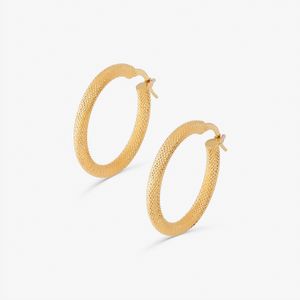 Brinco Argola Fio Redondo Texturizada em Ouro Amarelo 18k - 20 mm