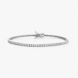 Pulseira Riviera com 200 pontos de Diamantes em Ouro Branco 18k - 18 cm