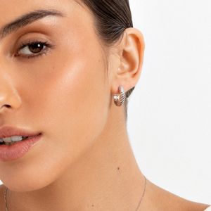 Brinco Argola com Diamantes em Ouro Branco 18k