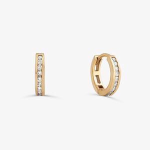 Brinco Argola com 10 Pontos de Diamantes com em Ouro Amarelo 18k - 8mm