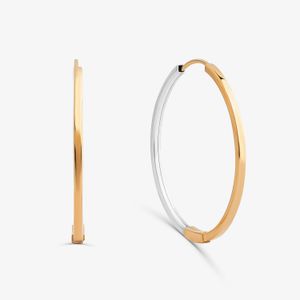 Brinco Argola Fio Quadrado em Ouro Amarelo e Ouro Branco 18k - 25mm