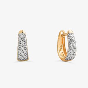 Brinco Argola com 3 Pontos de Diamantes com em Ouro Amarelo 18k - 11mm