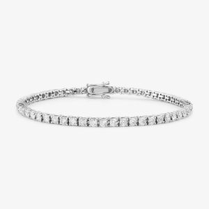 Pulseira Riviera com 398 pontos de Diamantes em Ouro Branco 18k - 18 cm