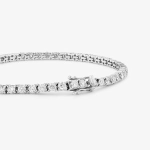 Pulseira Riviera com 398 pontos de Diamantes em Ouro Branco 18k - 18 cm