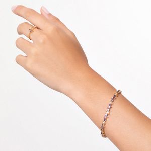 Pulseira com Ametista, Citrino e Iolita em Ouro Amarelo 18k - 18cm