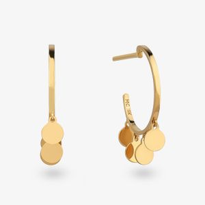 Brinco Argola Média com Discos Articulados em Ouro Amarelo 18k