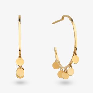 Brinco Argola Grande com Discos Articulados em Ouro Amarelo 18k