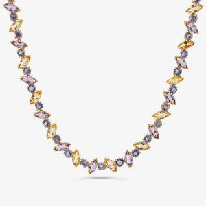 Colar Maxi com Ametista, Citrino e Iolita em Ouro Amarelo 18k