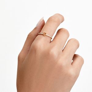 Anel Coração Cravejado em Prata 925 com Banho de Ouro Amarelo 18k