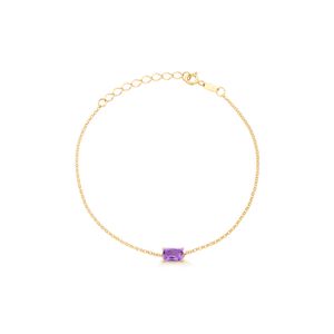 Pulseira com Ametista em Ouro Amarelo 18k