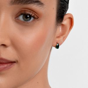Brinco Com Quartzo Verde em Ouro Amarelo 18k