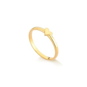 Anel Coração em Prata 925 com Banho de Ouro Amarelo 18k