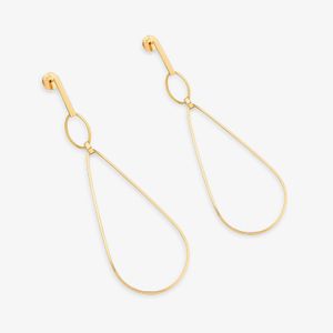 Brinco Argola Curvada Entrelaçada em Ouro Amarelo 18k - 76mm