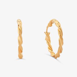 Brinco Argola Torcida Fio Redondo em Ouro Amarelo 18k - 20 mm