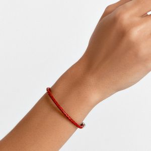 Pulseira de Couro Vermelho e Prata 925 - 19,5cm