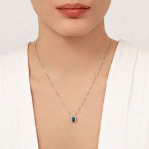 Pingente com Topázio London e Diamantes em Ouro Branco 18k